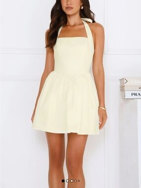 NWT Hello Molly Butter Yellow Halter Dress Basque Waist Spring Summer rehearsal